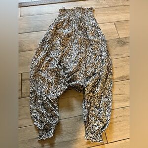 Black and White Floral Harem Pants
